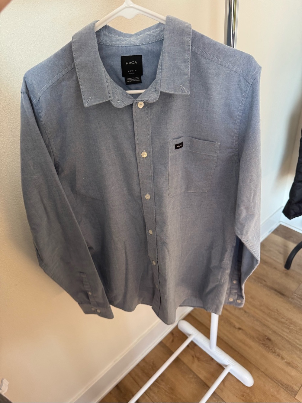 RVCA "That'll Do" Stretch Long Sleeve Woven Shirt Slim Fit Size Medium